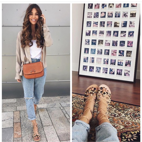 Ancient Greek Sandals Antigone LeopardPrint Pony hair Lace up sandal - Picture 2 of 15